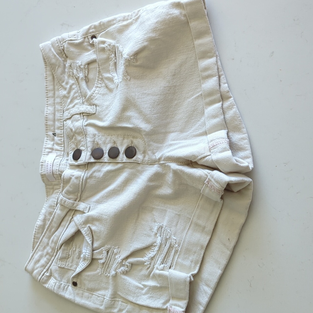 LC Lauren Conrad White Distressed Denim Jean Shorts